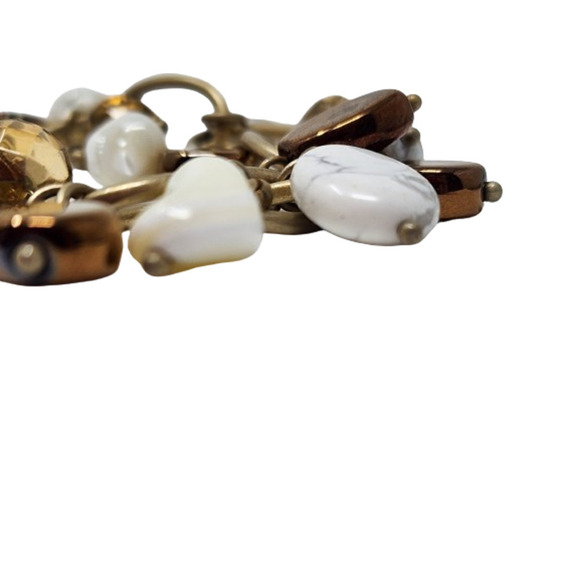 Lia Sophia Chain Link Bracelet 7" -Genuine Howlite, Mother-of-Pearl, Glass Beads - Picture 7 of 10